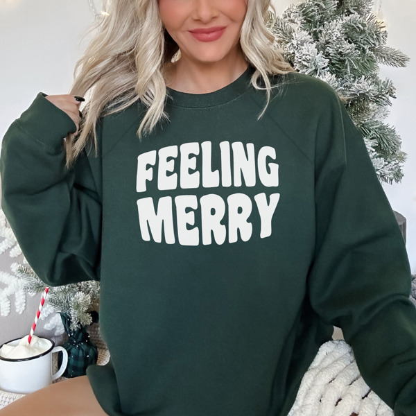 Festive Feeling Merry Bella Canvas Holiday Fleece Sweater