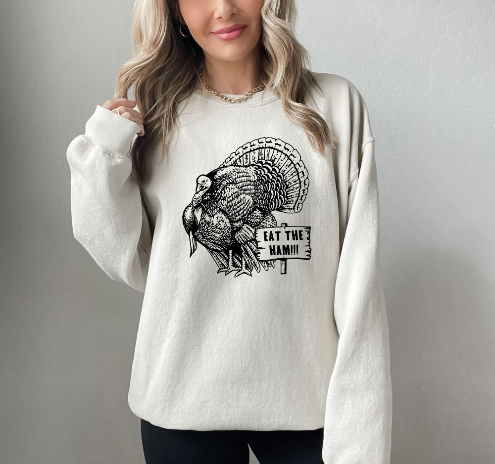 Thanksgiving Turkey Ham Humor Bella Canvas Sweaters