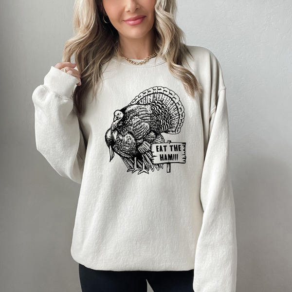 Thanksgiving Turkey Ham Humor Bella Canvas Sweaters