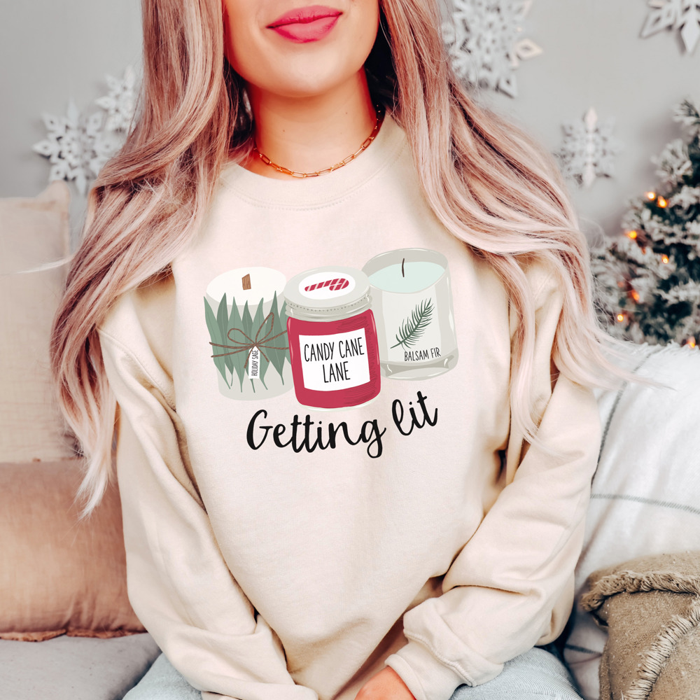 Getting Lit Christmas Candles Bella Canvas Sweater