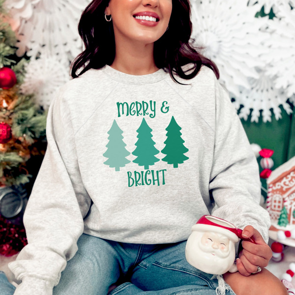 Soft Merry and Bright Ombre Chrsitmas Bella Canvas Sweater