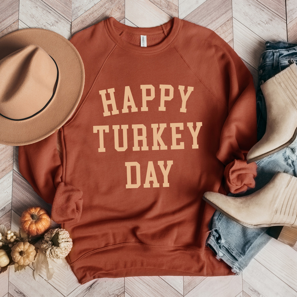 Autumn Classic Happy Turkey Day Bella Canvas Sweater