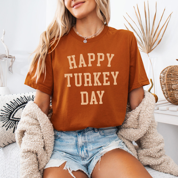 Happy Turkey Day Autumn Thanksgiving Graphic Tee