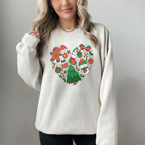 Bella Canvas Clipart Christmas Style Heart Sweater