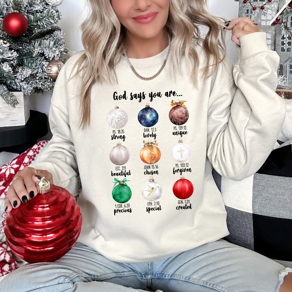 Christmas Bella Canvas Sweaters God Says Graphic Crewneck