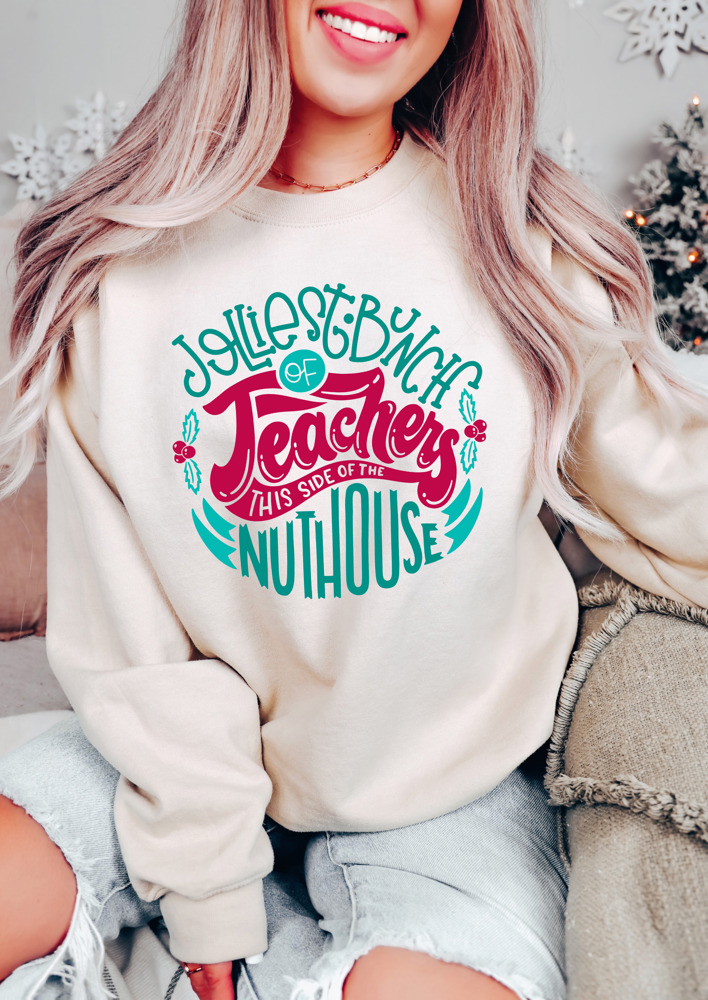 Jolliest Funny Teachers Bella Canvas Sweater