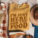 Small (Unisex) Mustard Raglan Sleeve: I'm Just Here For The Food Classic Premium Bella Canvas Thanksgiving Fleece Sweaters