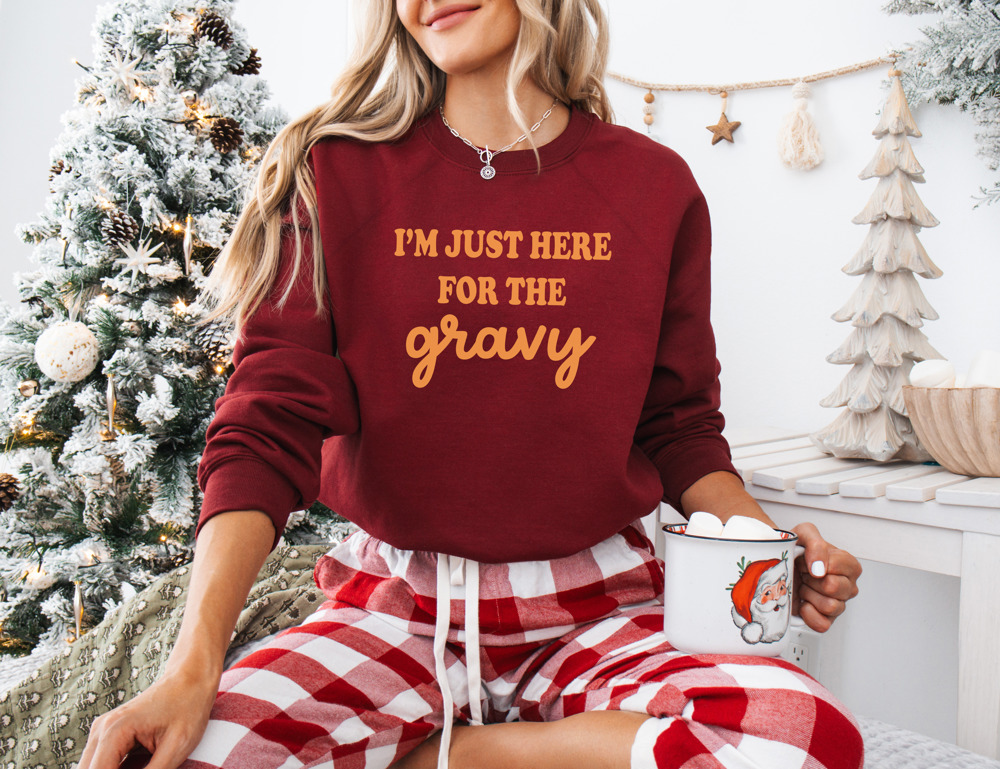 Here for the Gravy Bella Canvas Thanksgiving Sweater