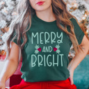  Cute Merry and Bright Jolly Minty Christmas Bella Canvas Tee