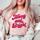  Bella Canvas Retro Style Merry and Bright Graphic Tee