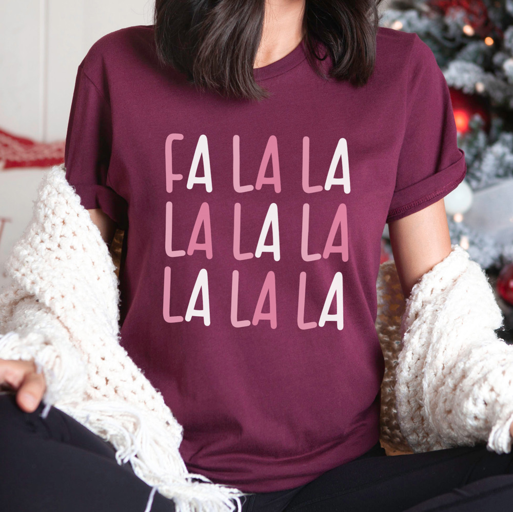 New Fa La La La La Pink Christmas Bella Canvas Tee