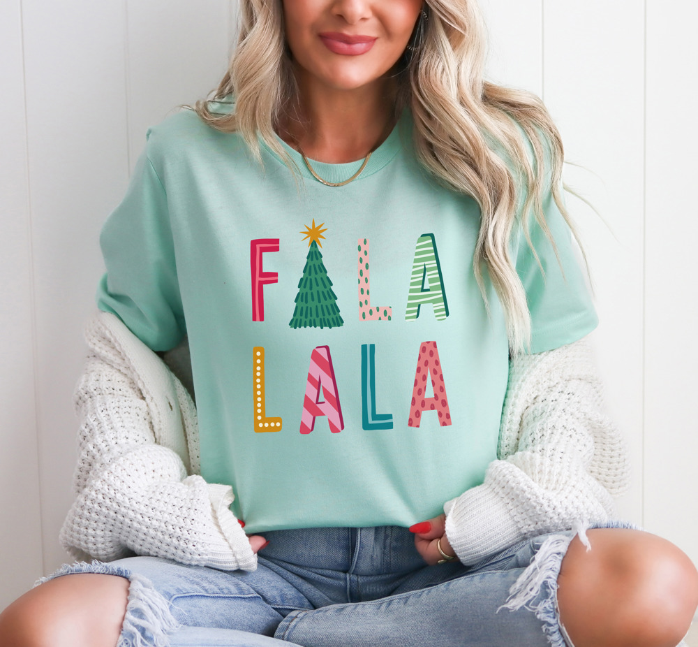 Fun Fa La La La Soft Christmas Grapic Tee