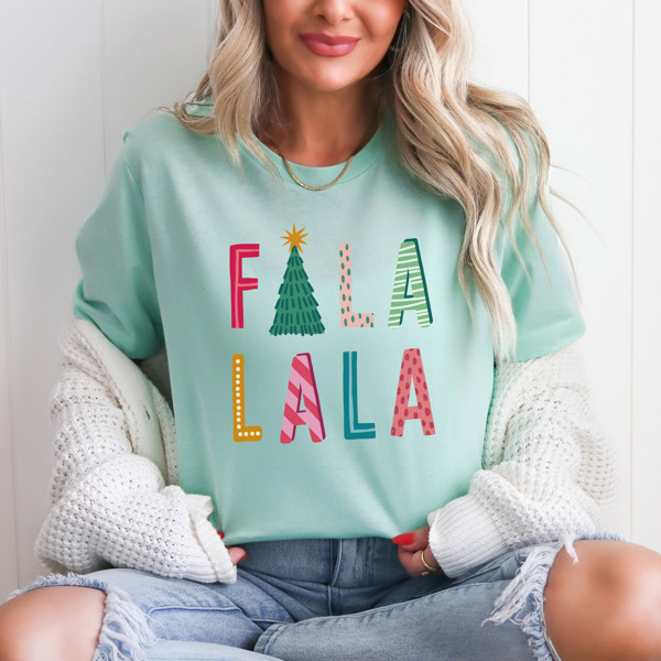 Fun Fa La La La Soft Christmas Grapic Tee