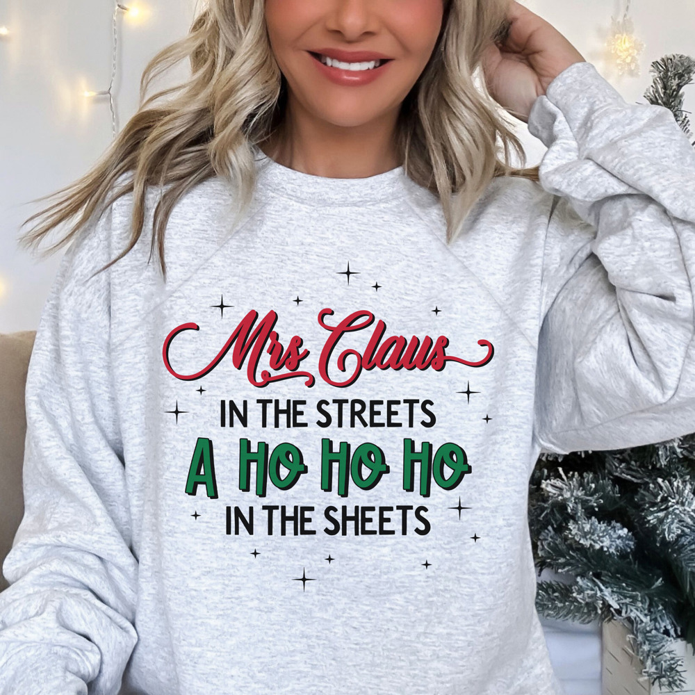 Adult Christmas Humor 'Mrs. Claus Ho Ho Ho' Bella Canvas Sweater