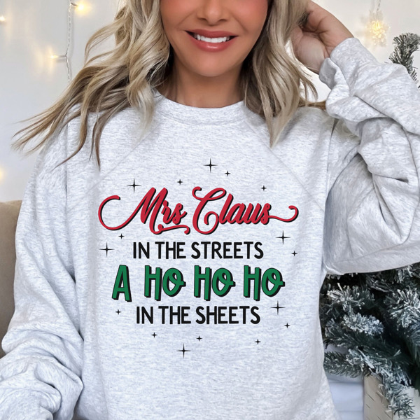 Adult Christmas Humor 'Mrs. Claus Ho Ho Ho' Bella Canvas Sweater