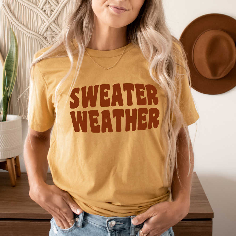 Thanksgiving and Fall style Sweater Weather Graphic Tee