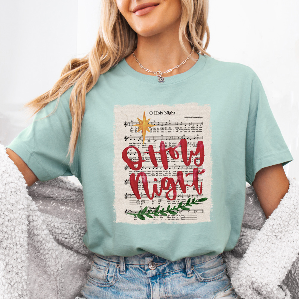 'O Holy Night' Vintage Christmas Music Bella Canvas Tee