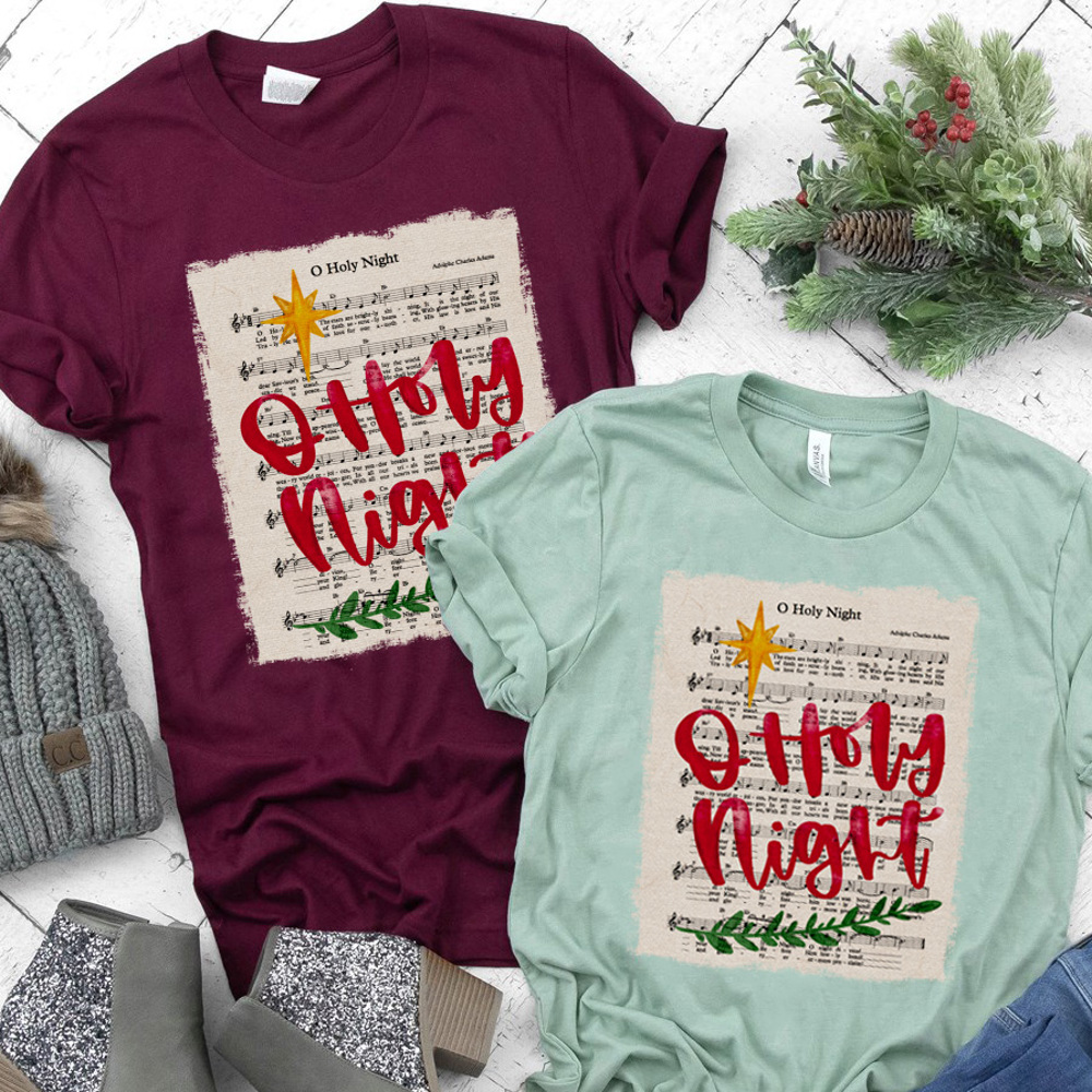 'O Holy Night' Vintage Christmas Music Bella Canvas Tee