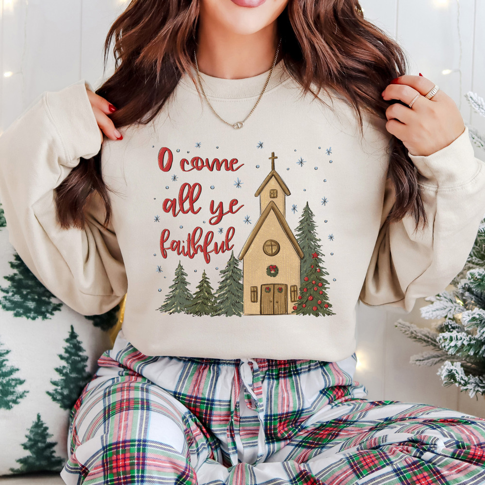 'O Come All Ye Faithful' Christmas Holiday Bella Canvas Sweater