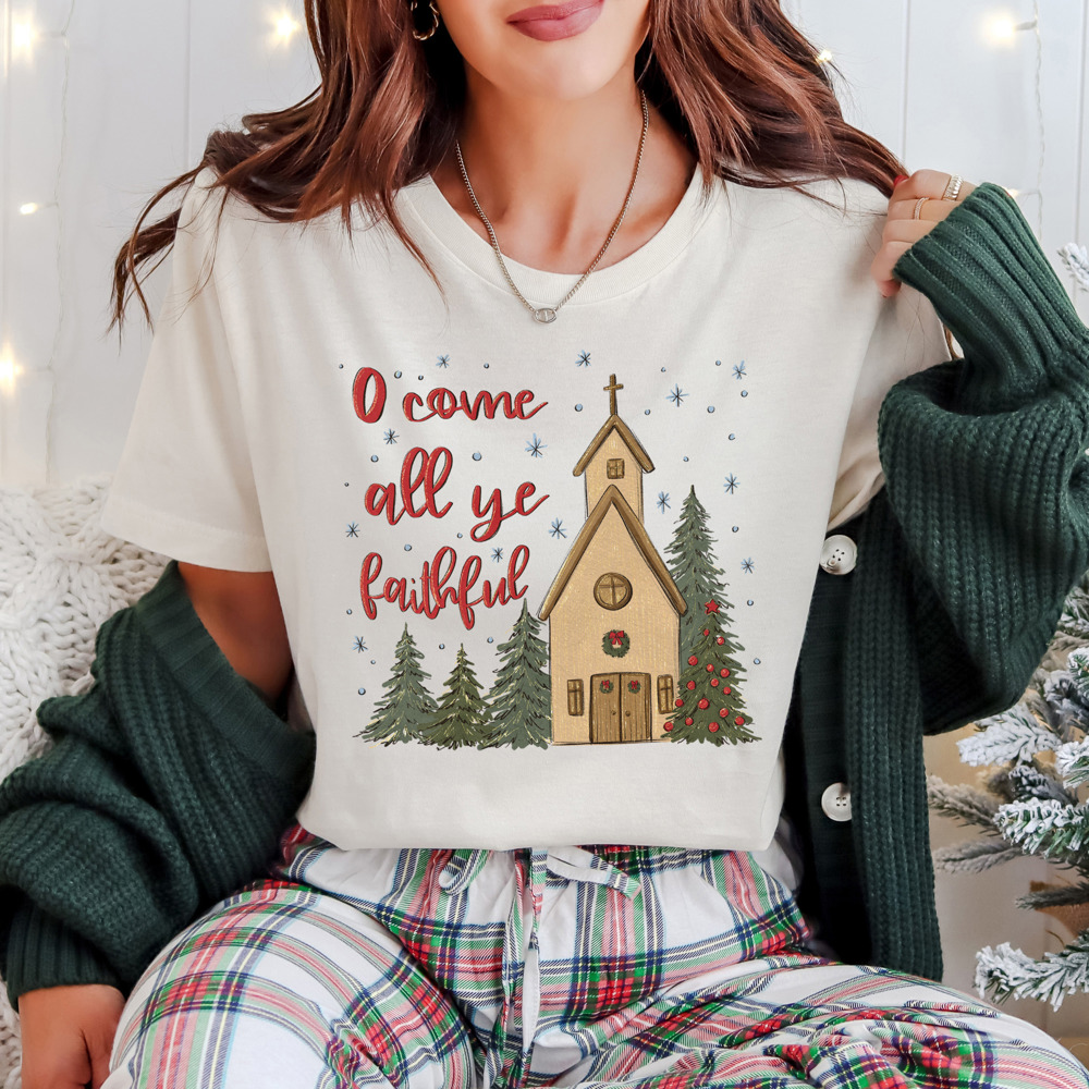 'O Come All Ye Faithful' Christmas Holiday Bella Canvas Tee