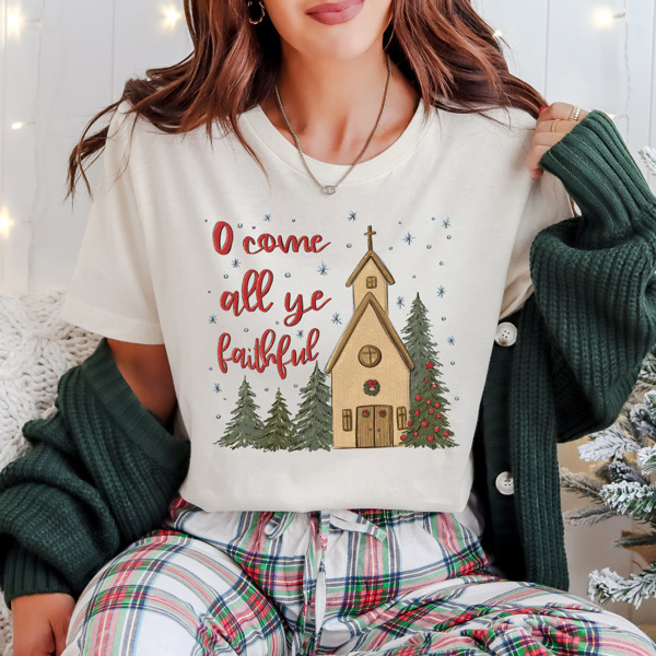 'O Come All Ye Faithful' Christmas Holiday Bella Canvas Tee