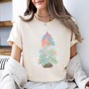  Soft Pastel Watercolor Christmas Tree Bella Canvas Tee