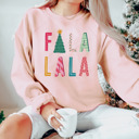 Small Peach Raglan Sleeve Cozy Soft Bella Canvas Fleece Fa La La La Sweaters