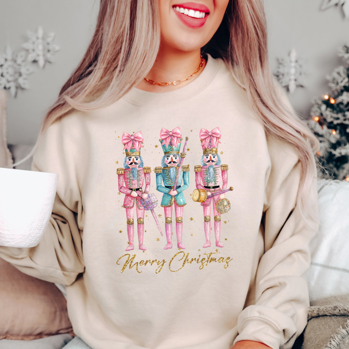 A Sweet Pink Nutcracker Christmas Bella Canvas Fleece Sweater