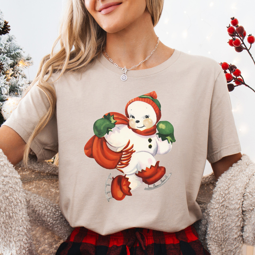 Vintage Christmas Snowman Print Bella Canvas Tee