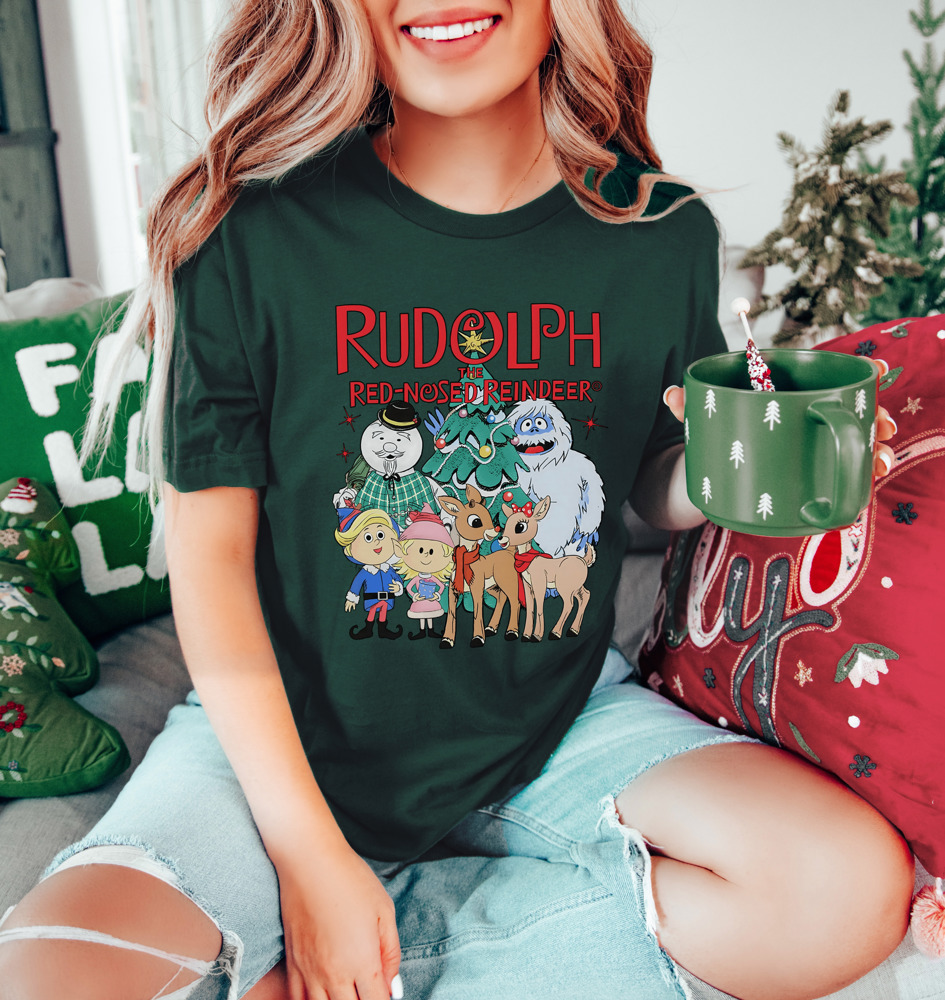 Rudolph and Friends Christmas Holiday Bella Canvas Festive Tee