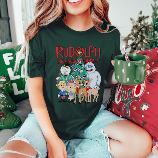 Rudolph and Friends Christmas Holiday Bella Canvas Festive Tee