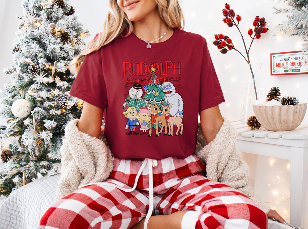 Rudolph and Friends Christmas Holiday Bella Canvas Festive Tee