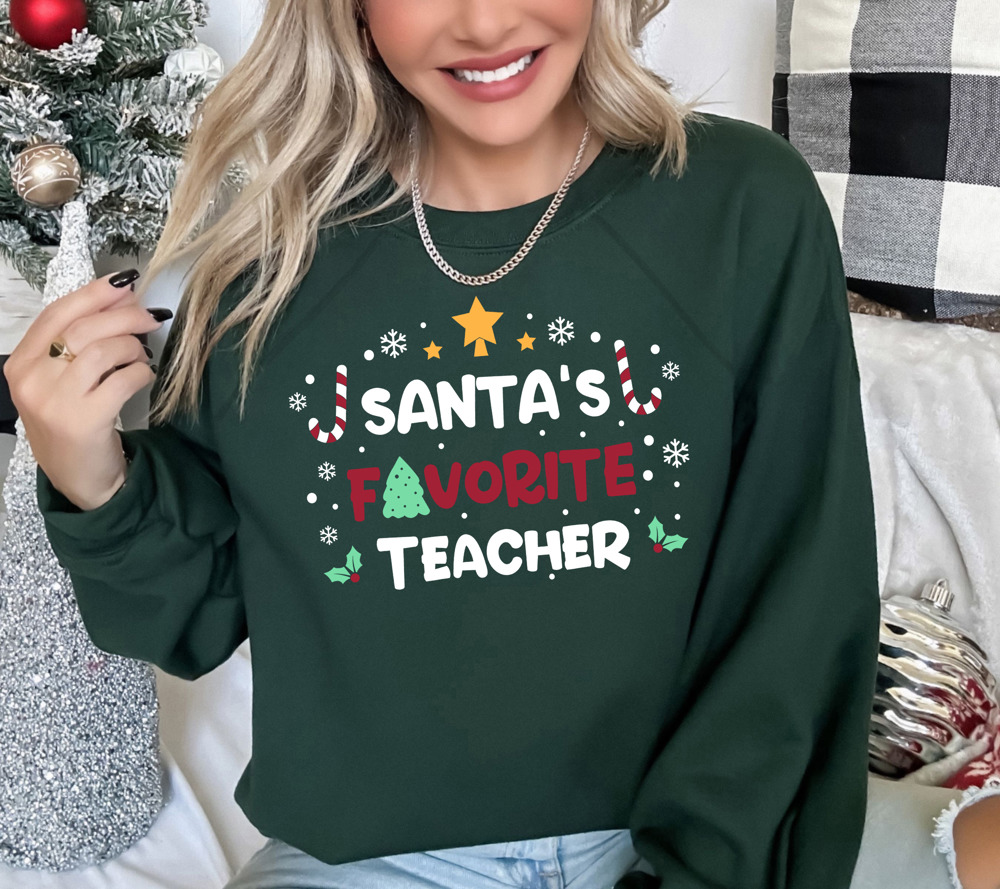 Bella Canvas Santa's Favorite Teacher Holiday Sweater