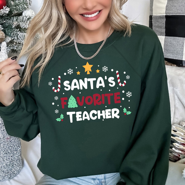 Bella Canvas Santa's Favorite Teacher Holiday Sweater