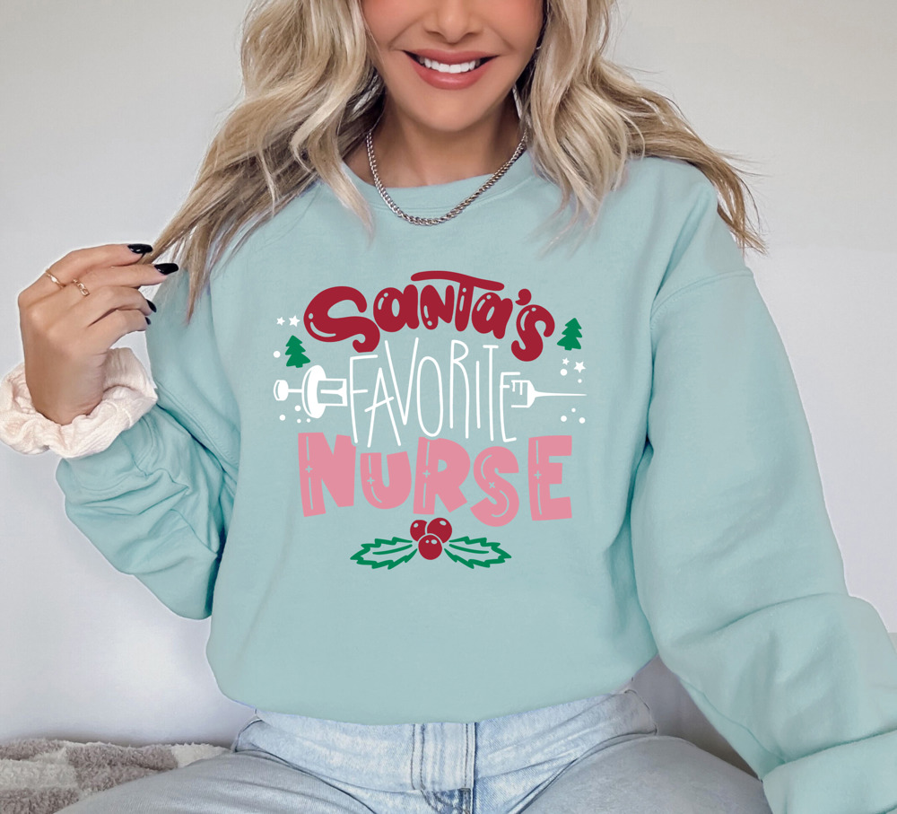 Santa's Favorite Nurse Christmas Bella Canvas Sweater