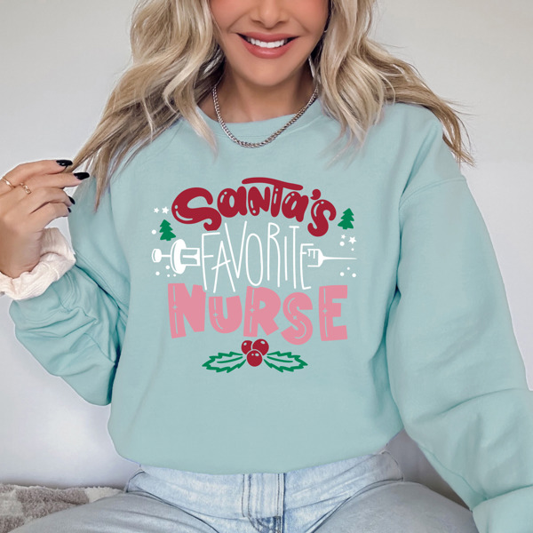 Santa's Favorite Nurse Christmas Bella Canvas Sweater