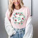 Small Soft Pink Peace on Earth Bella Canvas Christmas Crew Tees