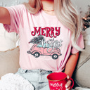  Bella Canvas Retro Style Merry and Bright Christmas Tee