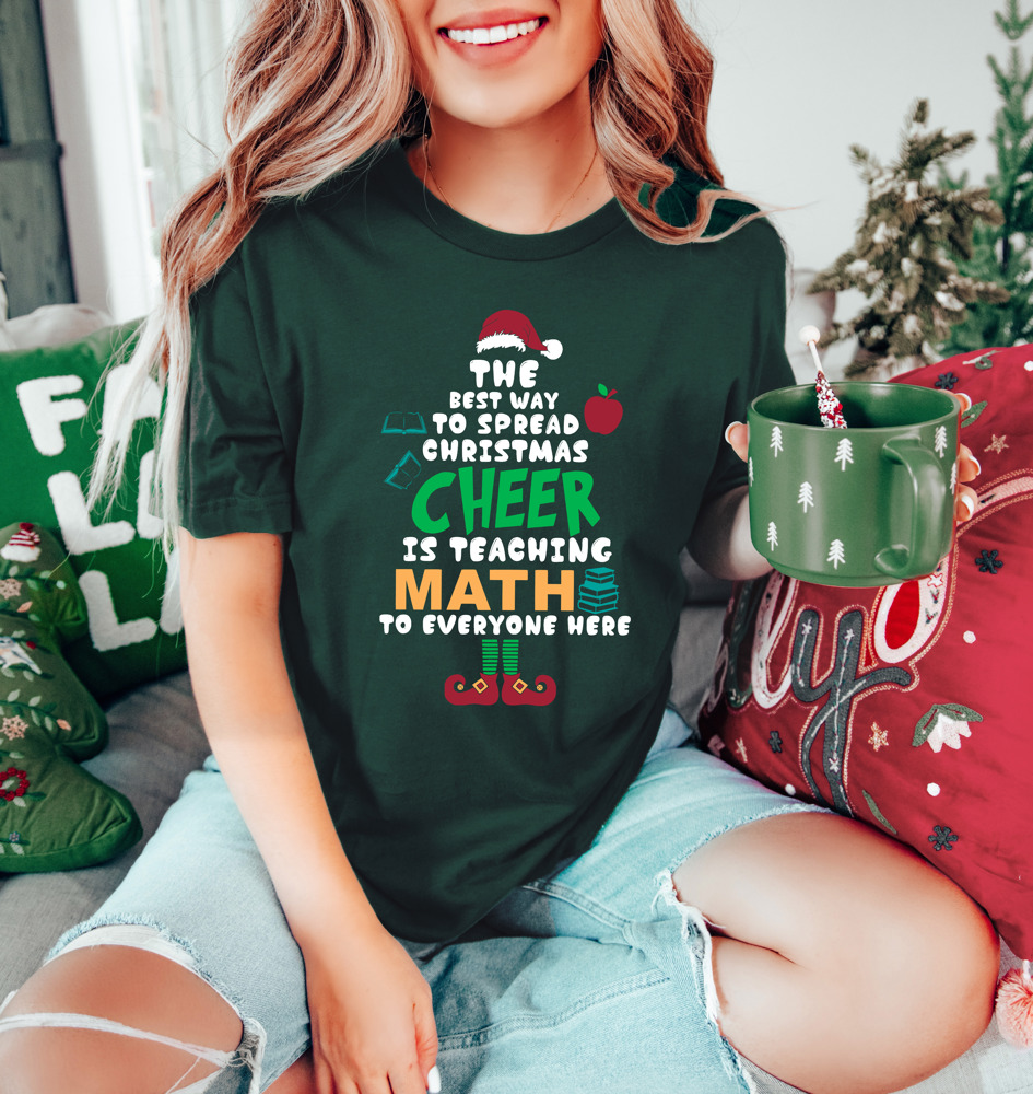 Math Christmas Teacher 'Spread Christmas Cheer' Bella Canvas Tee