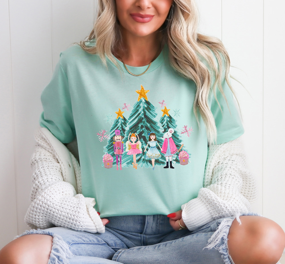 Holiday Nutcracker Watercolor Christmas Bella Canvas Tee