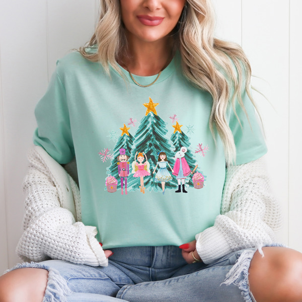 Holiday Nutcracker Watercolor Christmas Bella Canvas Tee