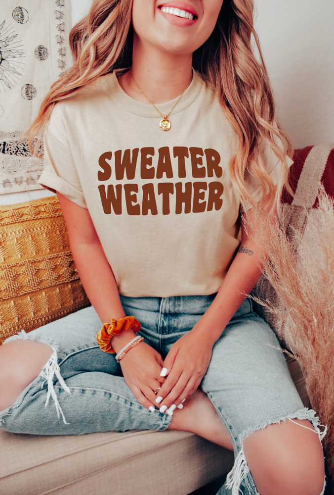 Thanksgiving and Fall style Sweater Weather Graphic Tee