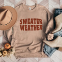 Small (Unisex) Tan Drop Shoulder: Sweater Weather Classic Premium Bella Canvas Thanksgiving Fleece Sweaters