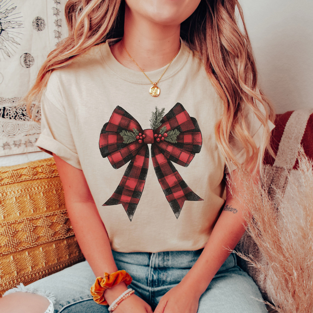 Christmas Girly Vintage Buffalo Plaid Tees