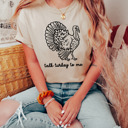 Small Tan Talk Turkey To Me Graphic Tees