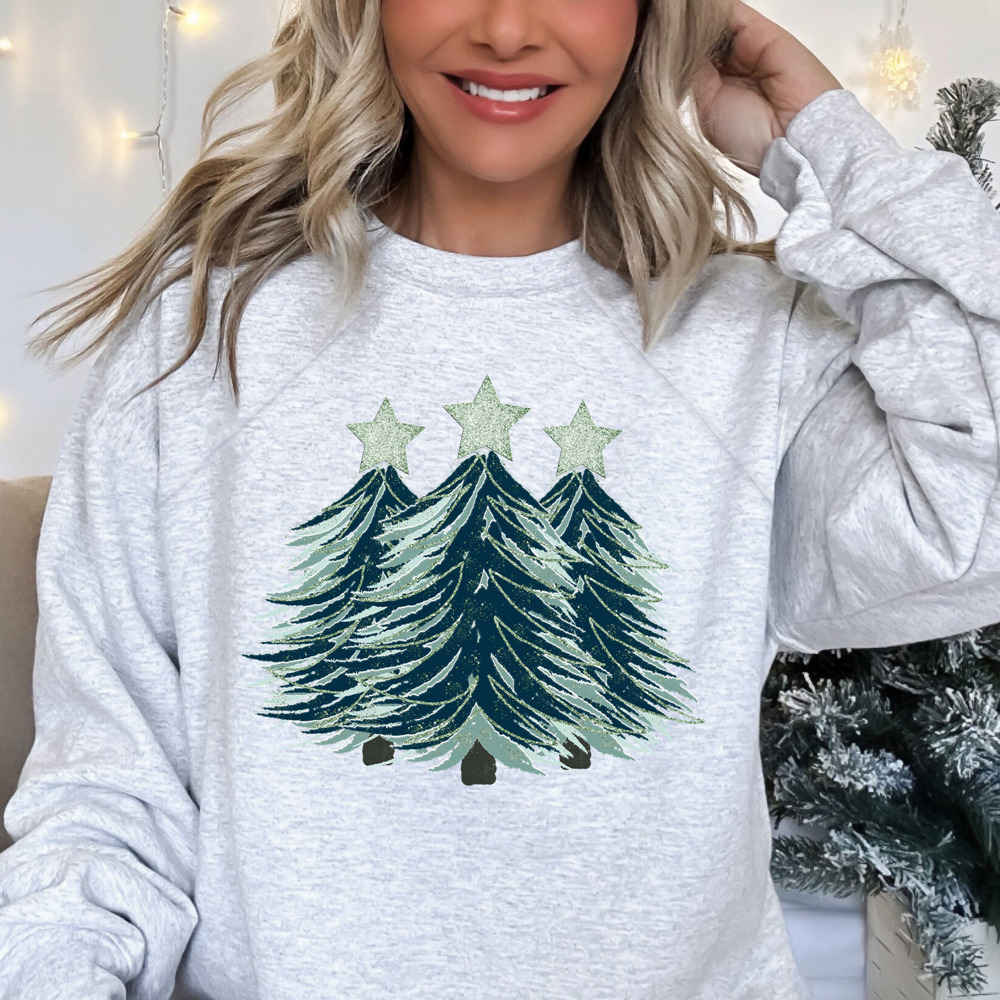 Brushed Vintage Print Christmas Tree Bella Canvas Sweater