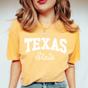 Small Mustard Retro Game Day State Bella Canvas Tees