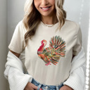 Small Natural Cute Watercolor Thanksgiving Turkey Graphic Tee