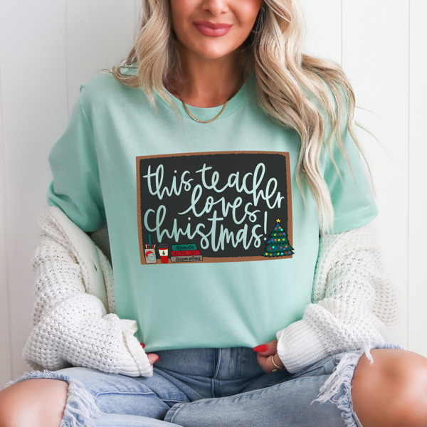 This Teacher Loves Christmas Bella Canvas Tee