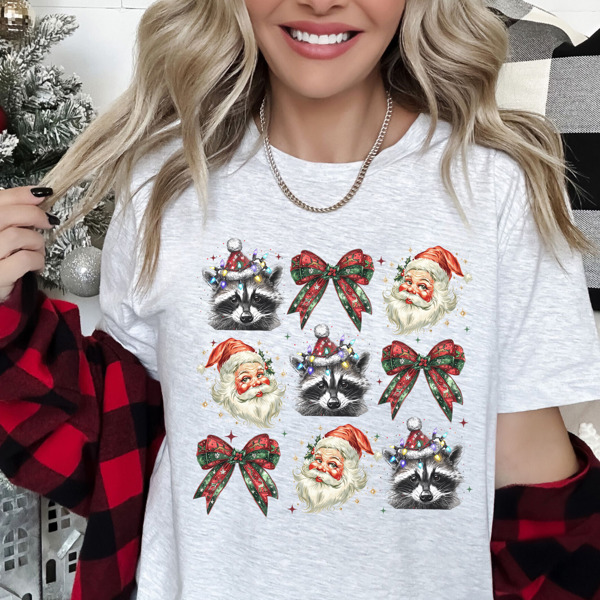 Trendy Raccoon Christmas Style Graphic Tee